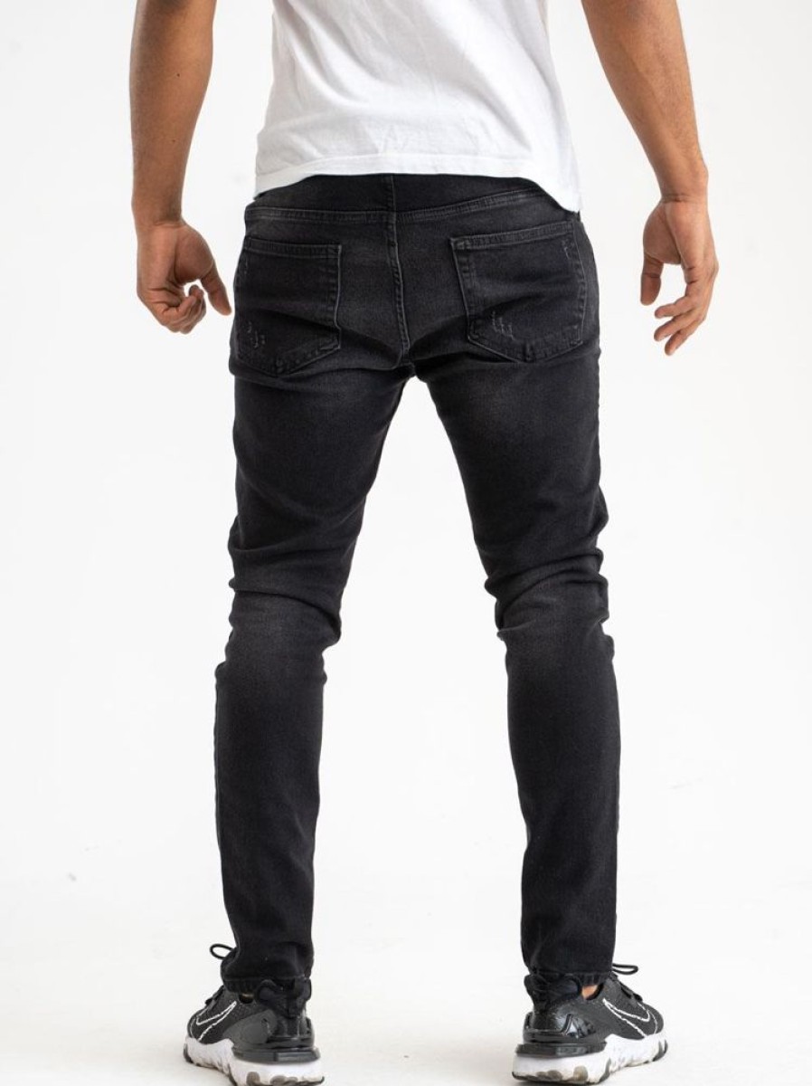 Spodnie El Polako | Spodnie Jeansowe Z Dziurami Skinny Meskie Basic Czarne