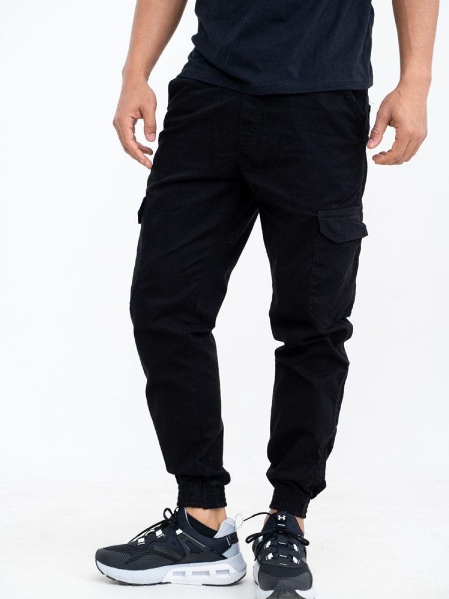 Spodnie El Polako | Jogger Slim Stretch Cargo Basic Czarne