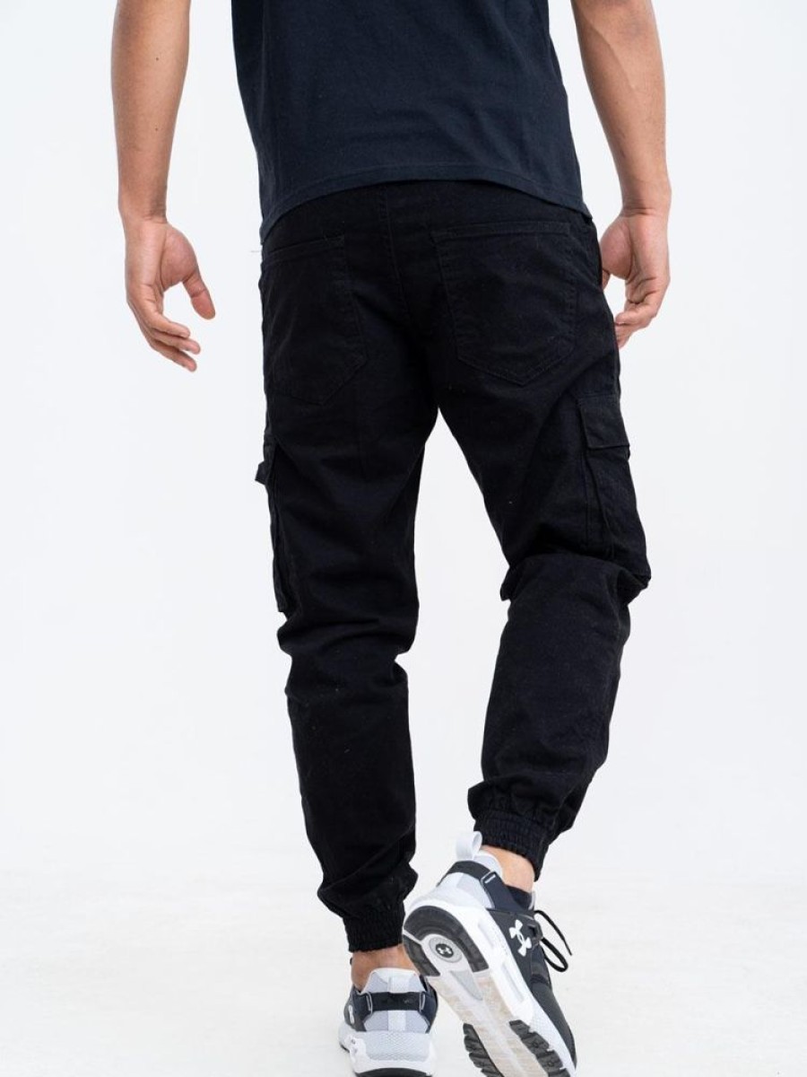 Spodnie El Polako | Jogger Slim Stretch Cargo Basic Czarne