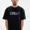 Koszulki El Polako | T-Shirt Z Nadrukiem Oversize Vintage Czarny